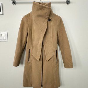 SOIA & KYO Slim Fit Wool Coat w Funnel Collar in Tan - XSP